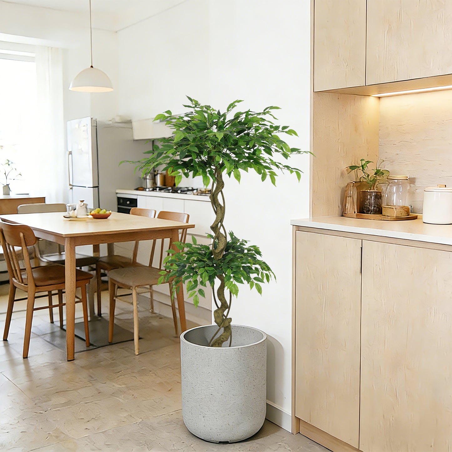 5.2FT Artificial Ficus Tree with Pot - Lifelike Faux Banyan Green