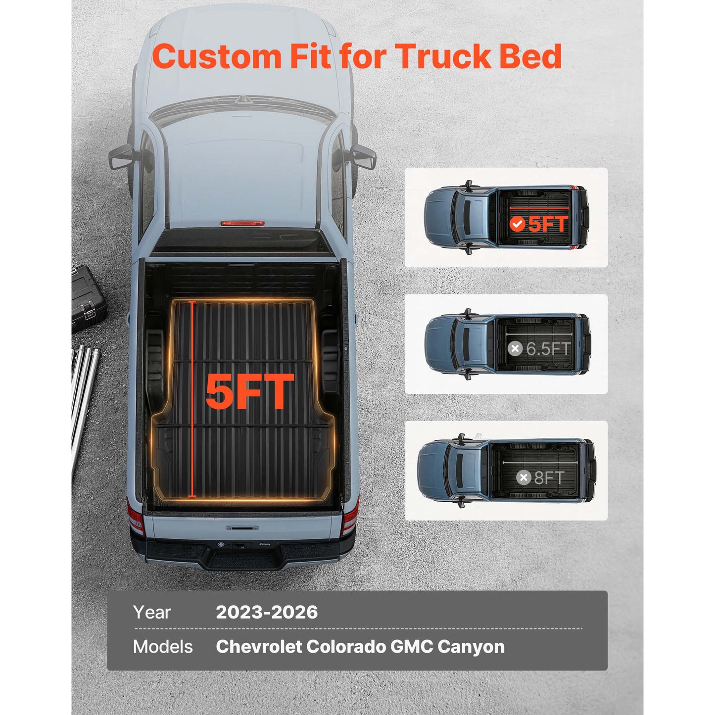 Heavy Duty TPE Truck Bed Mat for Chevrolet Colorado & GMC Canyon 2023-2026