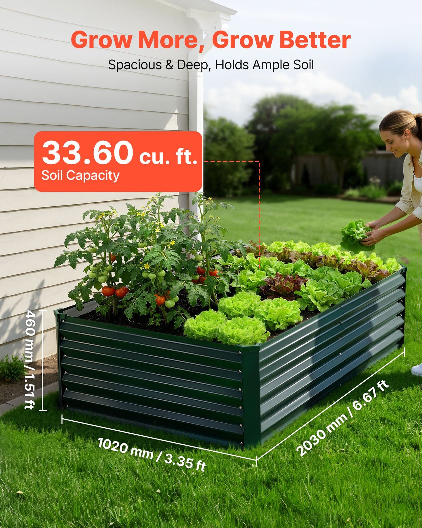 Raised Garden Bed Outdoor Planter Box - Rustproof Aluminum Zinc, 6.67x3.35ft, Black