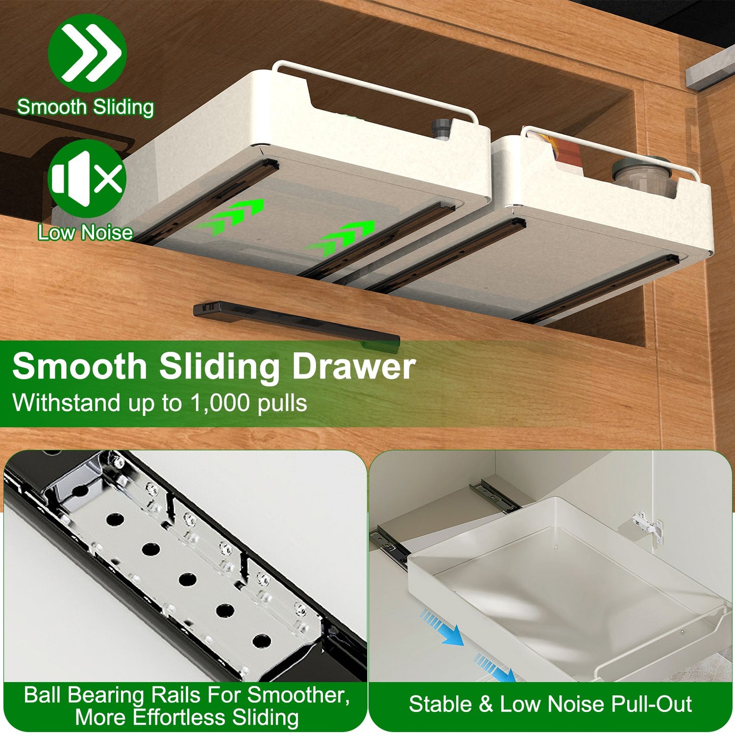 2Pcs Pull Out Cabinet Organizers Sliding Shelf Spice Rack Carbon
