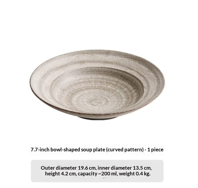 Ceramic Irregular-Shaped Serving Plate - Retro Glazed Stoneware, Kitchen Tableware