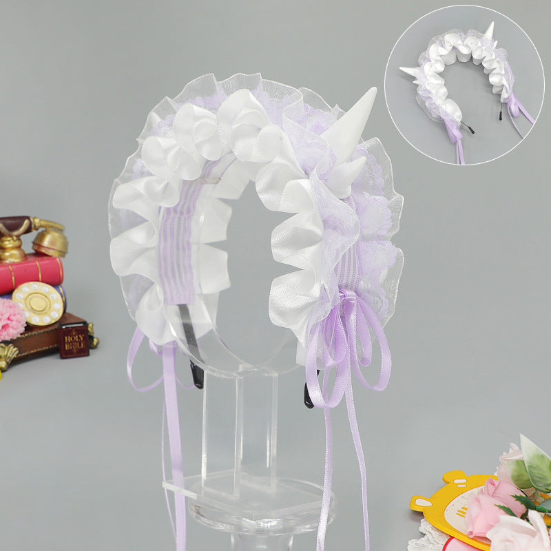 Gothic Devil Horn Lolita Y2K Hair Band - Multiple Colors