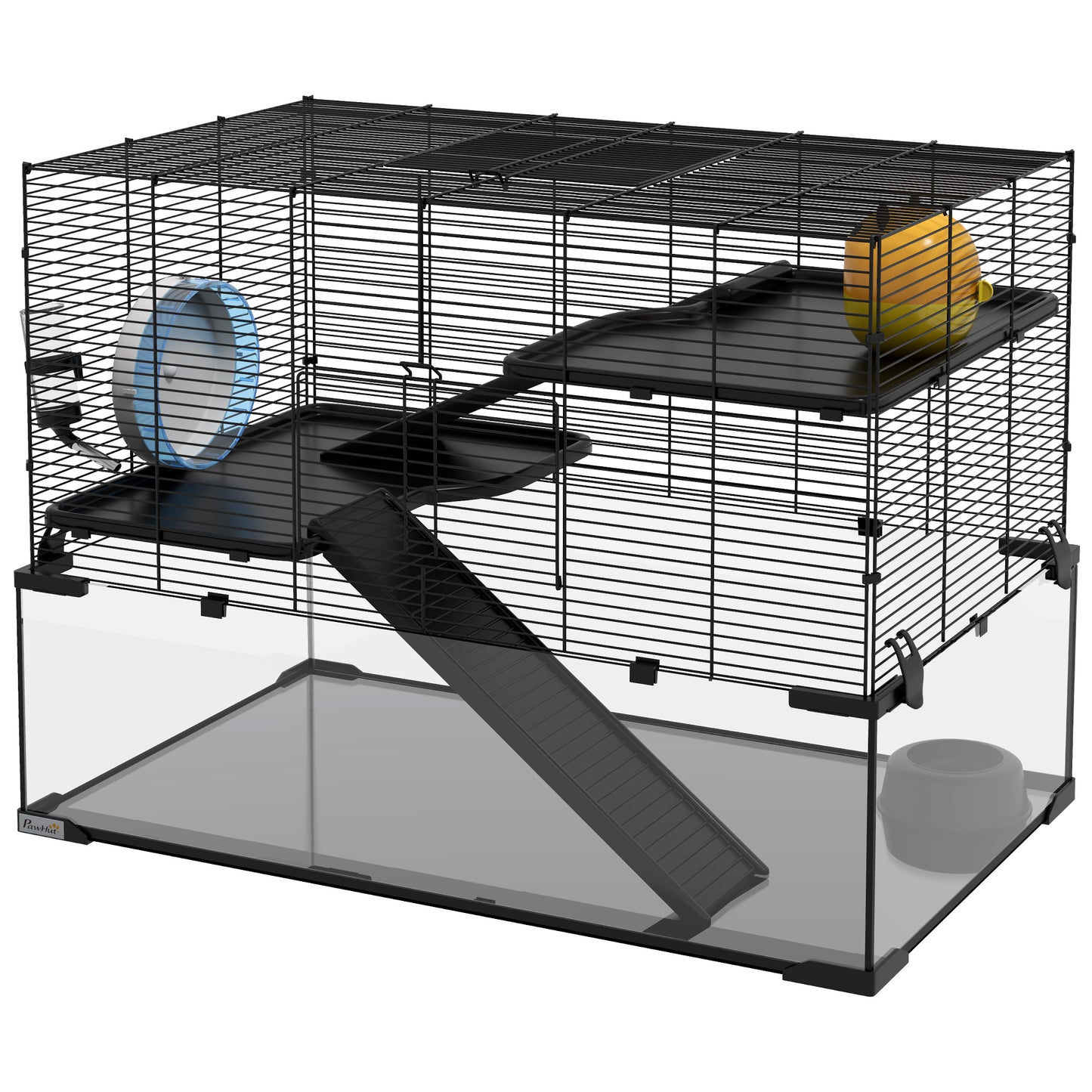 30-Inch Hamster Cage with Glass Basin, Multi-Level Small Pet Enclosure