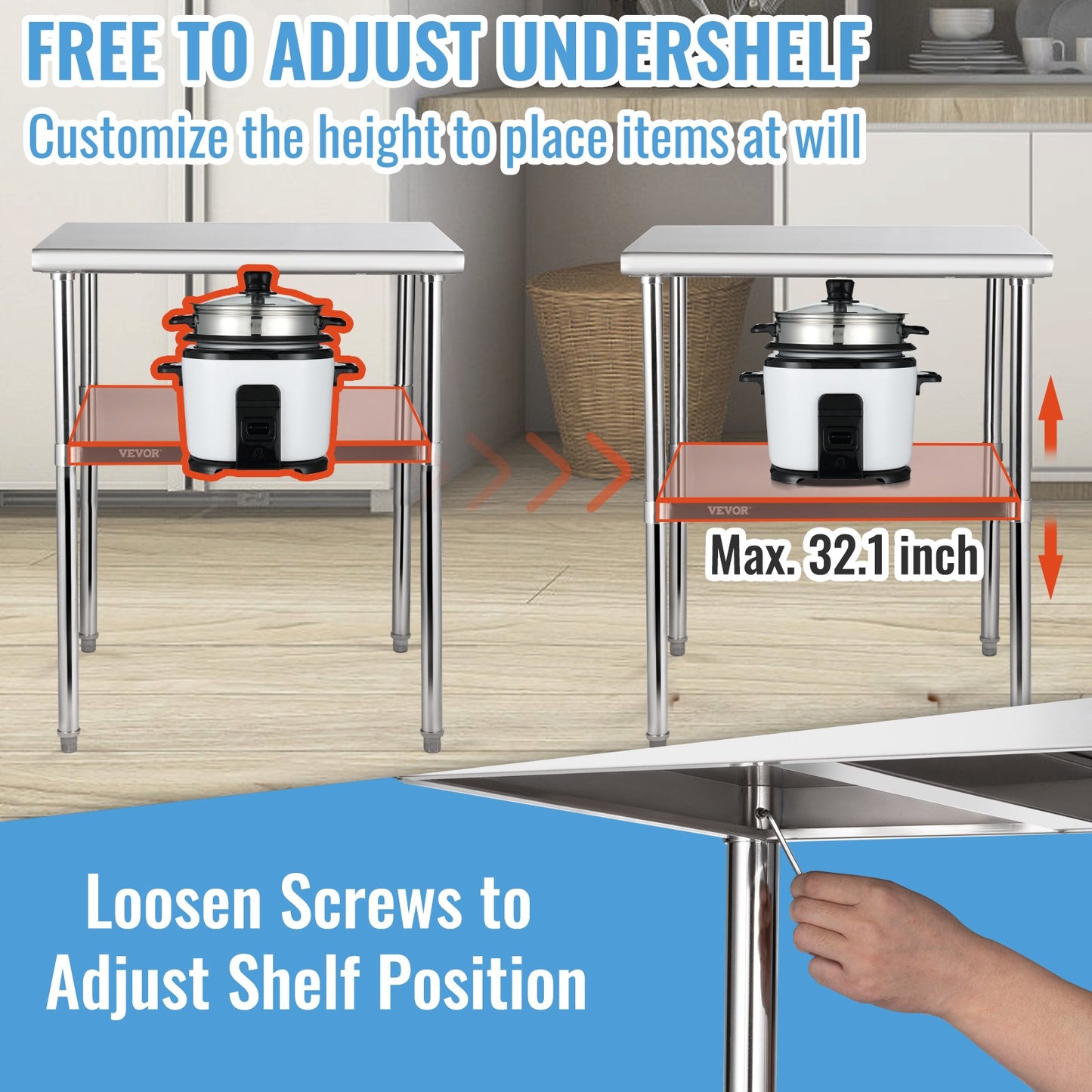 Heavy-Duty Stainless Steel Prep Table - 30x30x36 Inch with Adjustable Undershelf