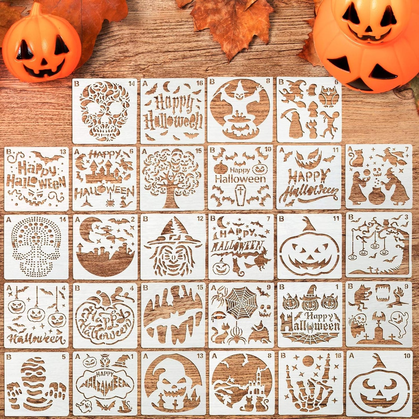 32 Pcs Halloween Painting Stencils - Reusable DIY Templates