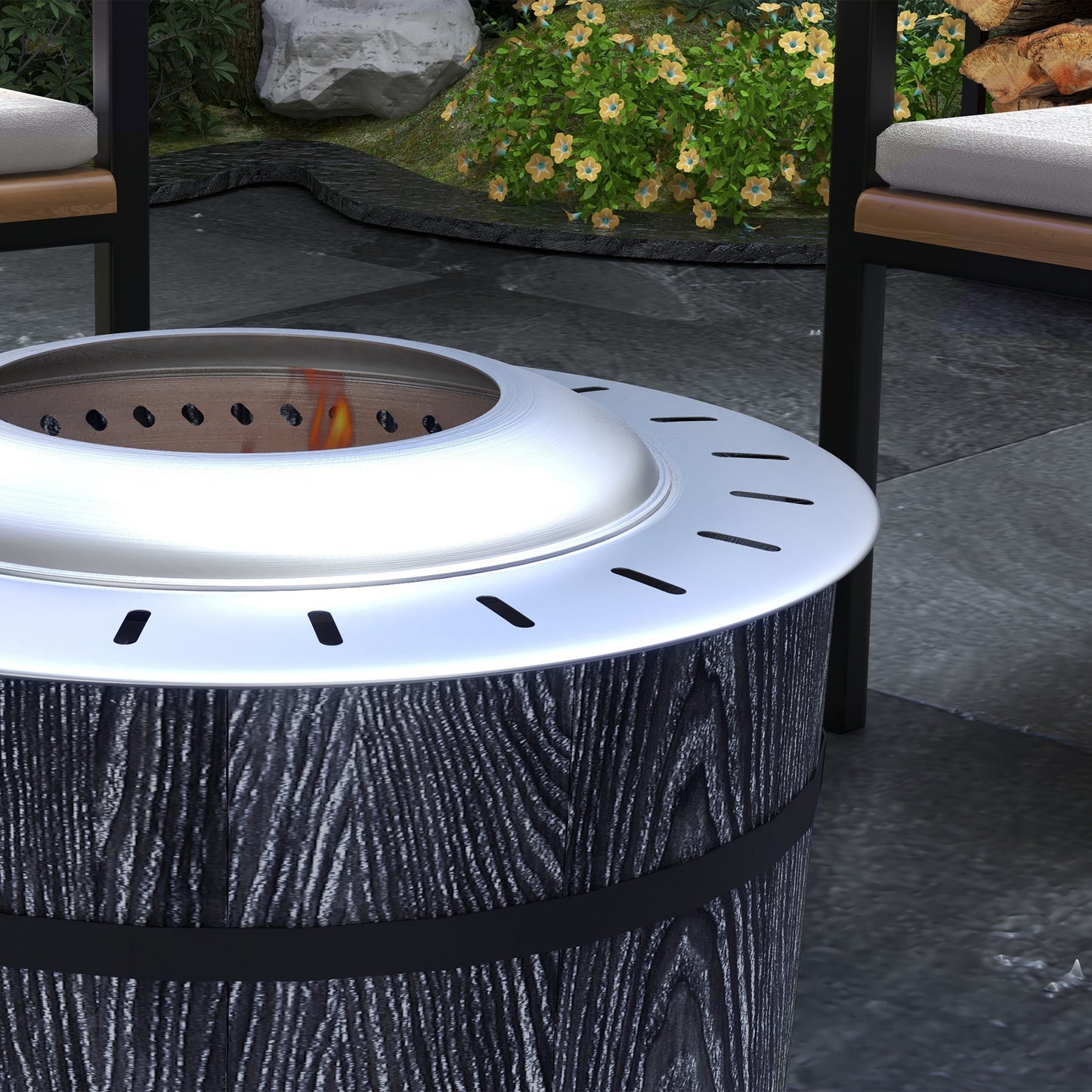 Portable Smokeless Fire Pit - Black with Fireproof Mat