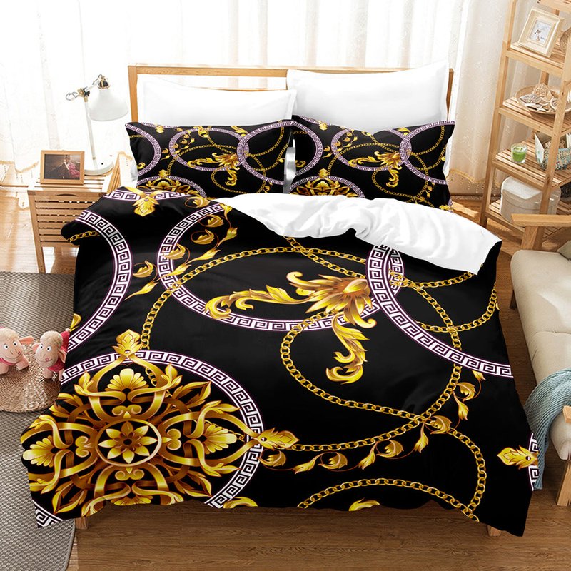 Digital Brushed Chemical Fiber Bedding Set - Multiple Sizes & Patterns