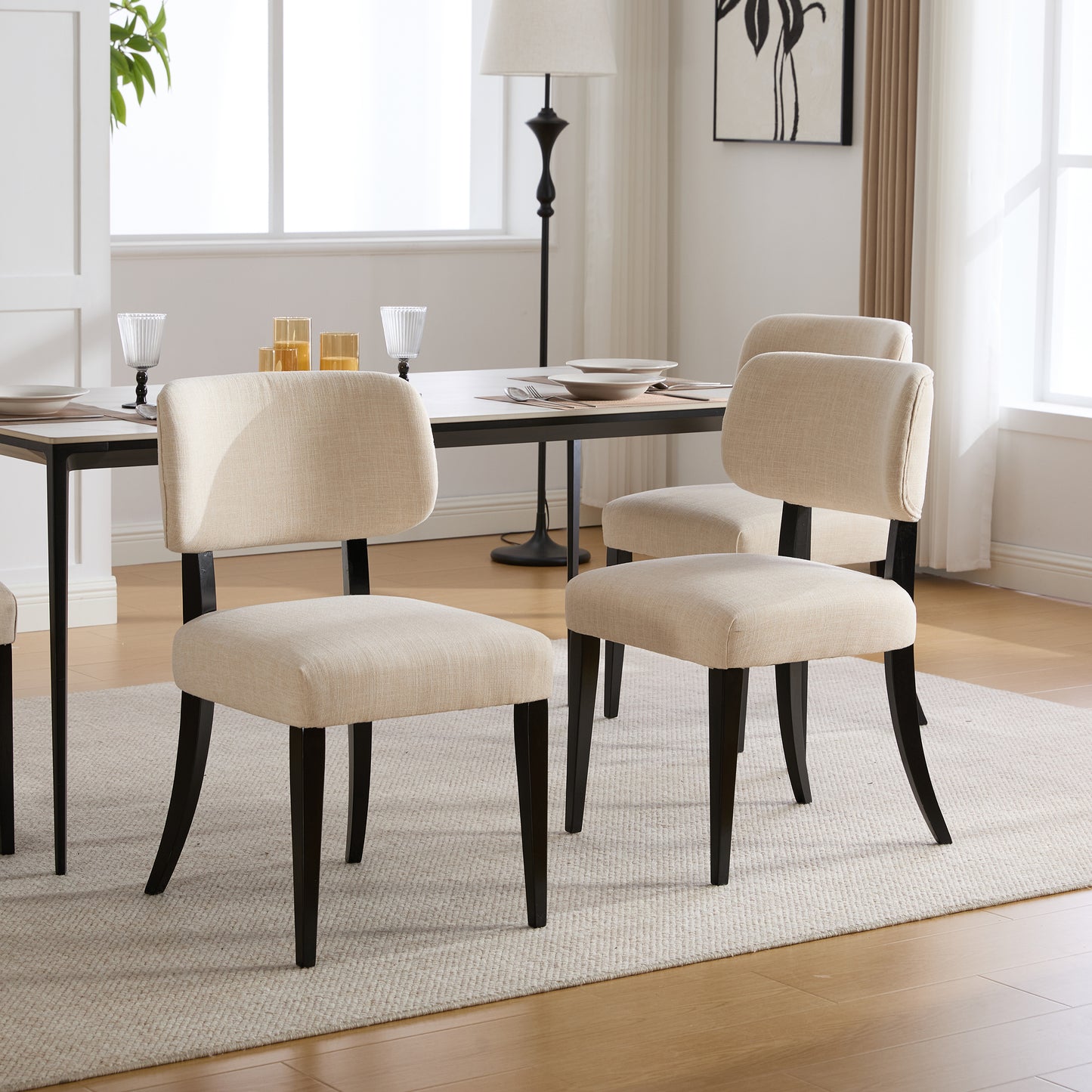 Modern Upholstered Dining Chairs Set of 2 - Cream