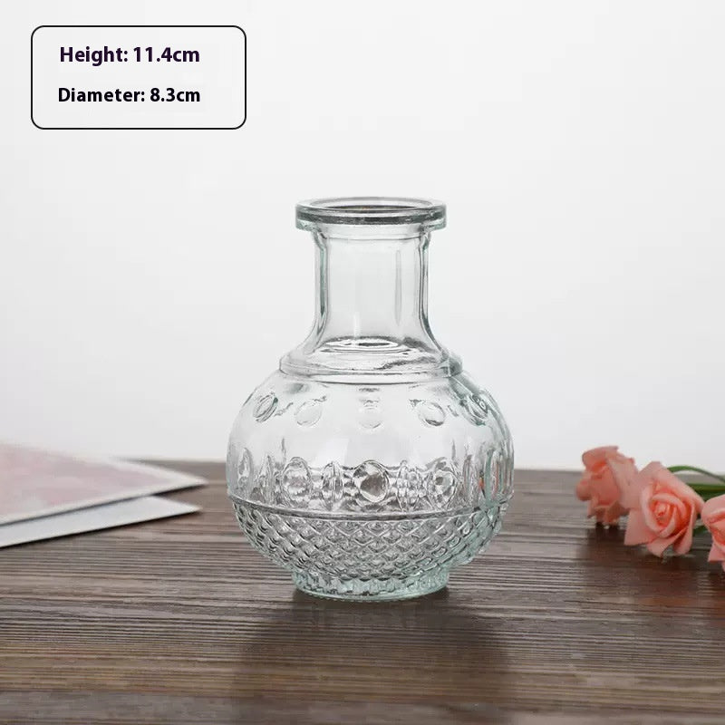 Mini Glass Vase - Embossed French American Style Home Decor