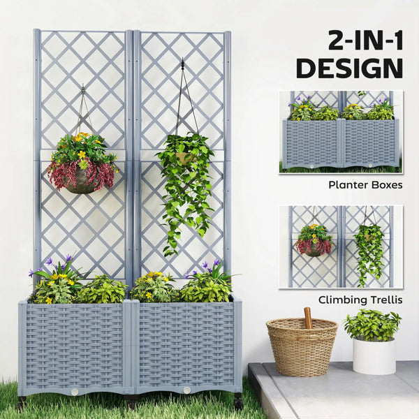 Vertical Plant Stand with Trellis and Self-Watering Feature