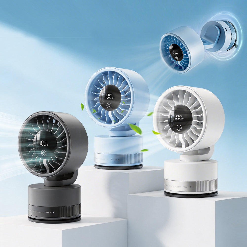 Rechargeable 4000mAh Portable Fan with Adjustable Speed & LED Display