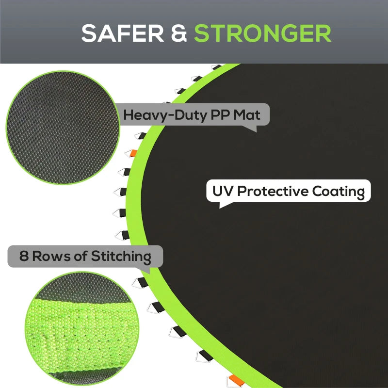 Trampoline Replacement Mat - 12' Round with 72 V-Rings, Green