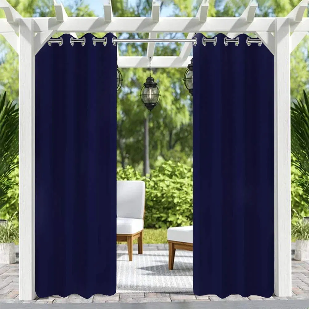 50x96 Inch Dark Blue Outdoor Curtains with Grommets