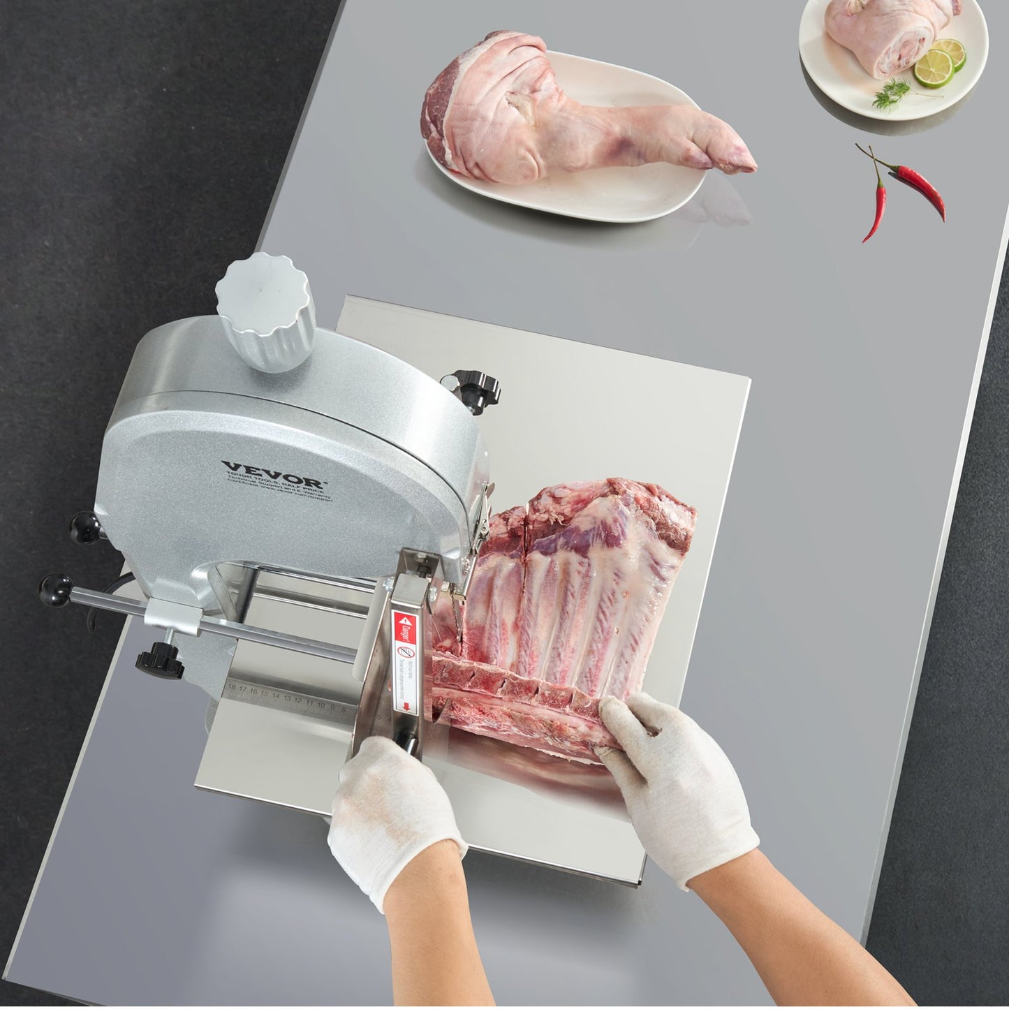 1800W Commercial Electric Meat Bandsaw Stainless Steel Bone Saw Machine