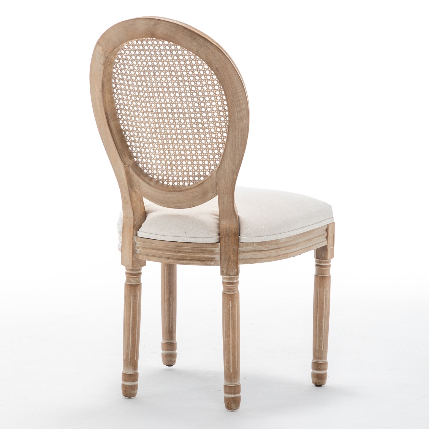 Farmhouse Dining Chairs with Cushioned Linen Seat - Set of 2, Beige