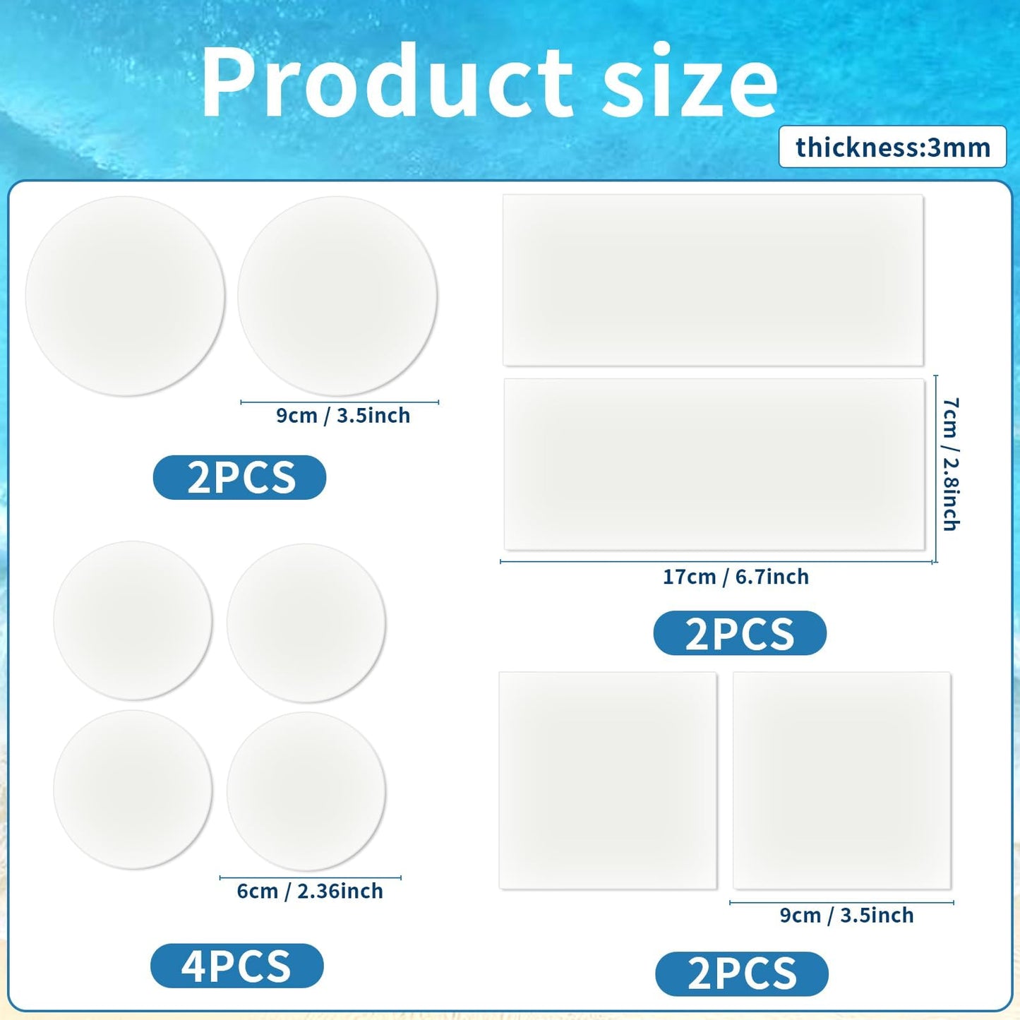 TPU Pool Patch Repair Kit - 10 Mixed Sizes for Inflatables