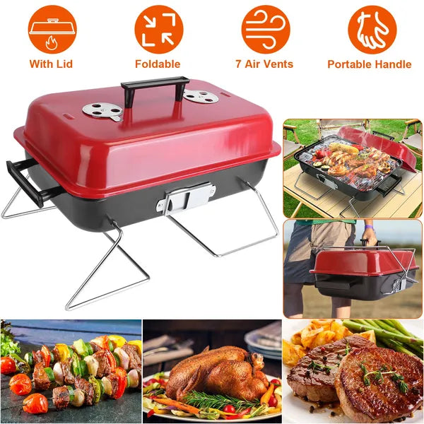 Portable Charcoal Grill - Lightweight Folding BBQ for Outdoor Cooking