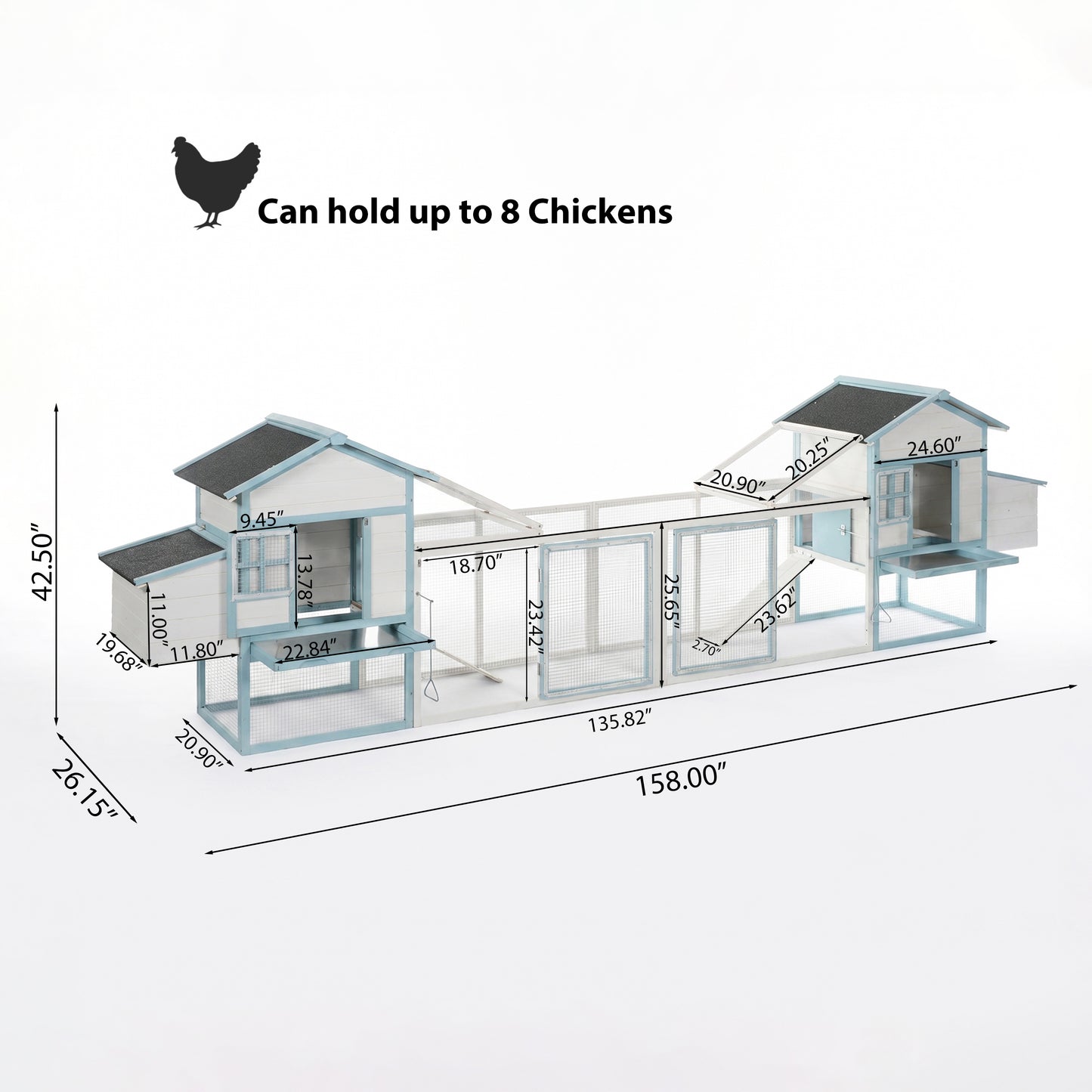 Pet Guardrails for Chicken Coop, Wooden Fence with Blue, Tan or White Finish