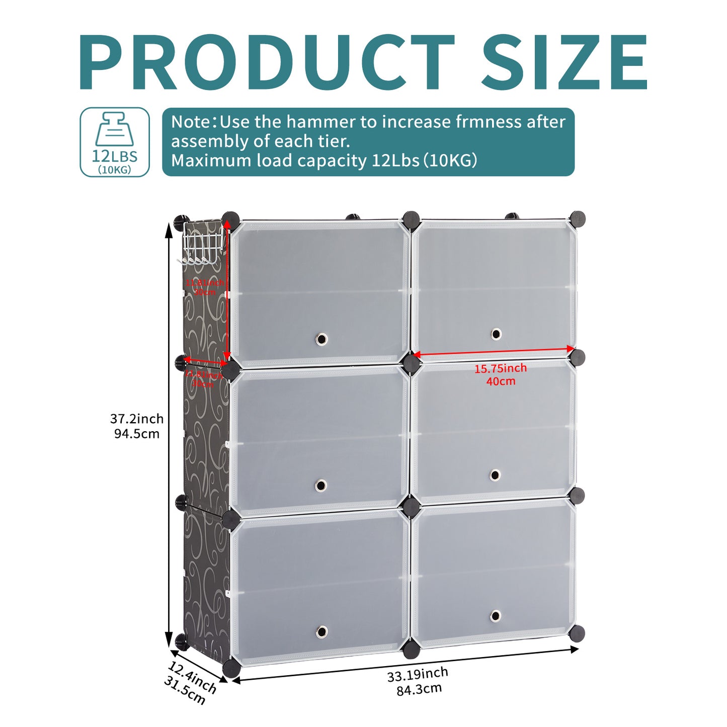 8-Layer Shoe Storage Cabinet with Door - Black