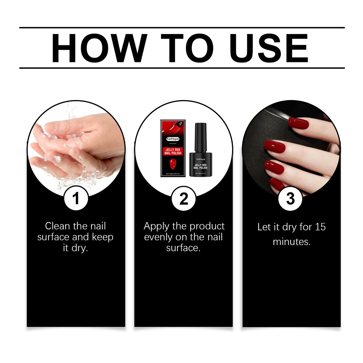 Red Jelly Nail Polish - Long-Lasting Quick-Dry Vitamin Enriched Formula