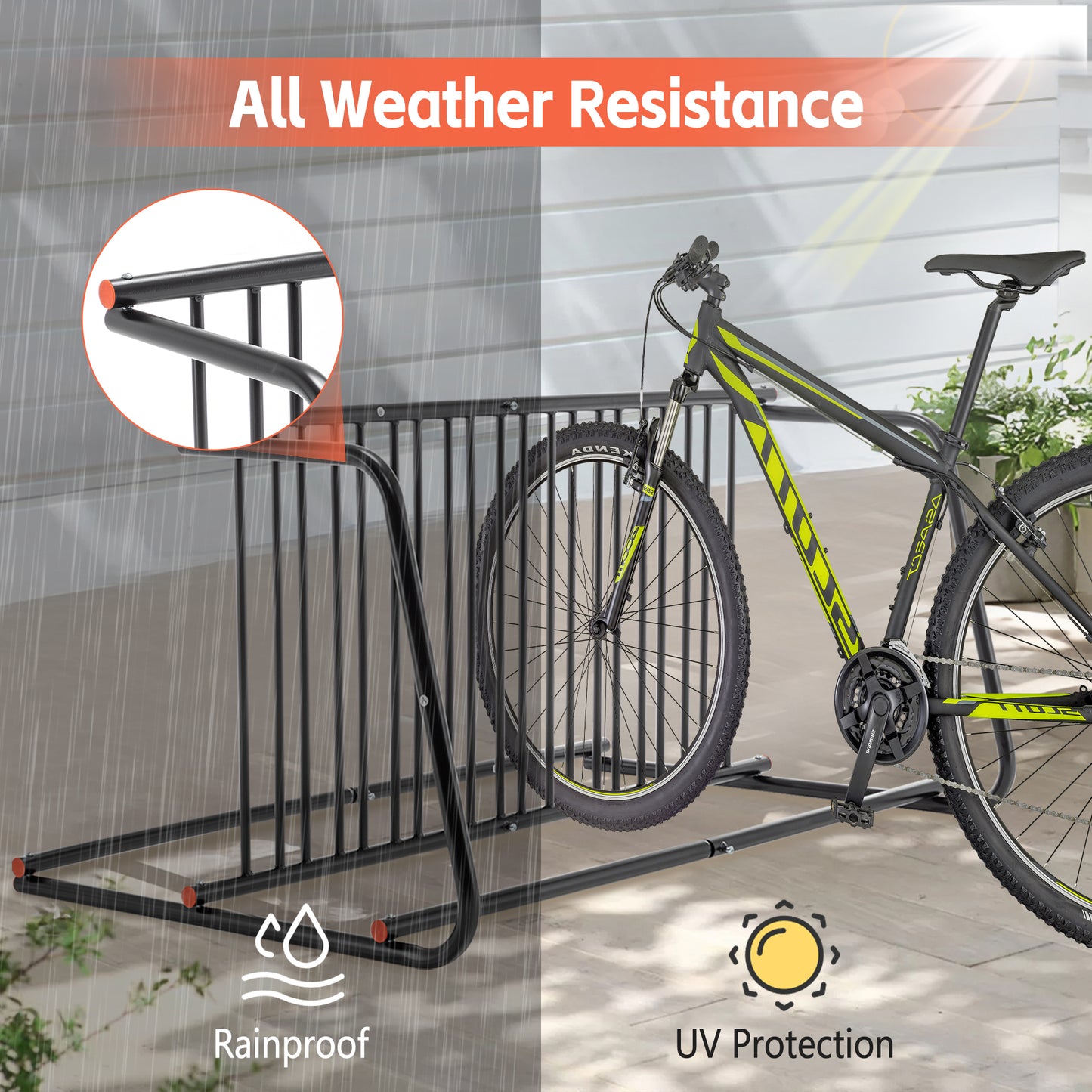Heavy-Duty Outdoor Bike Rack - Freestanding Steel Storage Stand for 10 Bikes
