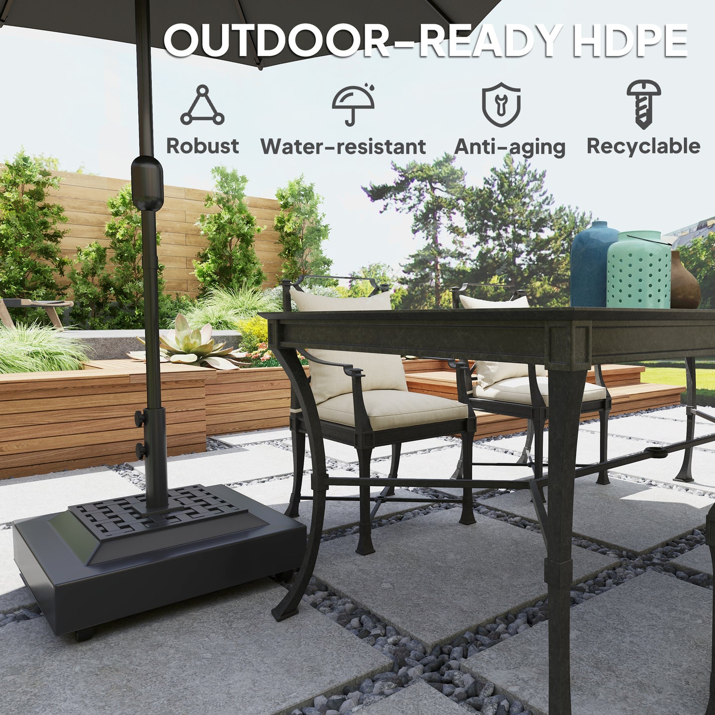 Heavy Duty Outdoor Umbrella Stand Base with Wheels - Black
