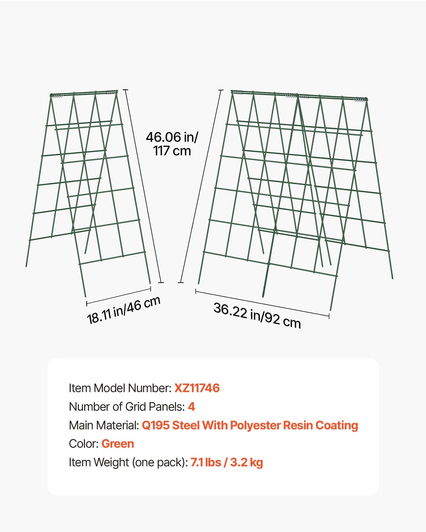 Garden Trellis A-Frame 4 Pack for Climbing Plants, Rustproof Metal Support - Black