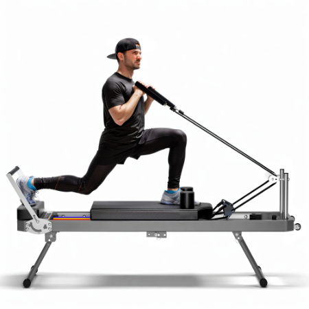 Extra Large Pilates Reformer - Multi-functional Home Fitness Equipment, 395lbs Capacity, Black