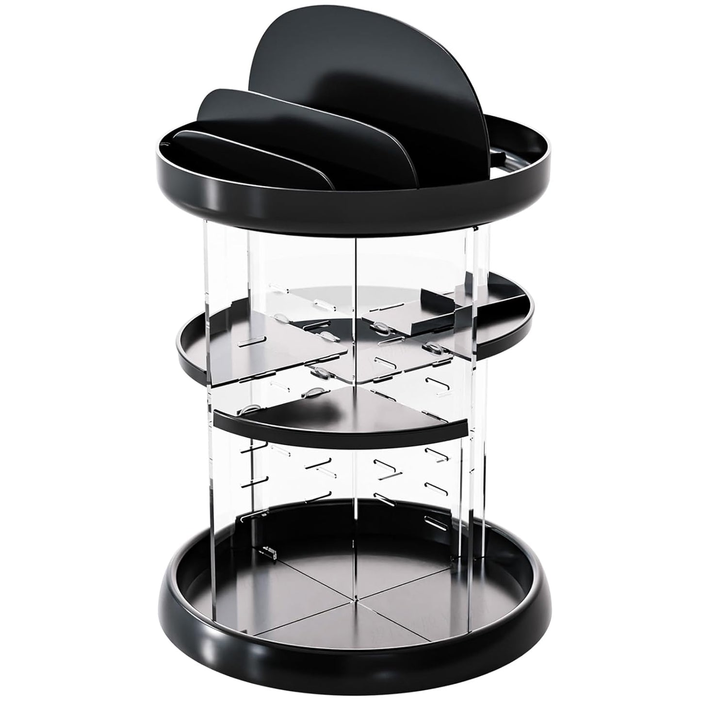 360 Rotating Makeup Organizer with Adjustable Shelves Clear Acrylic Vanity Storage