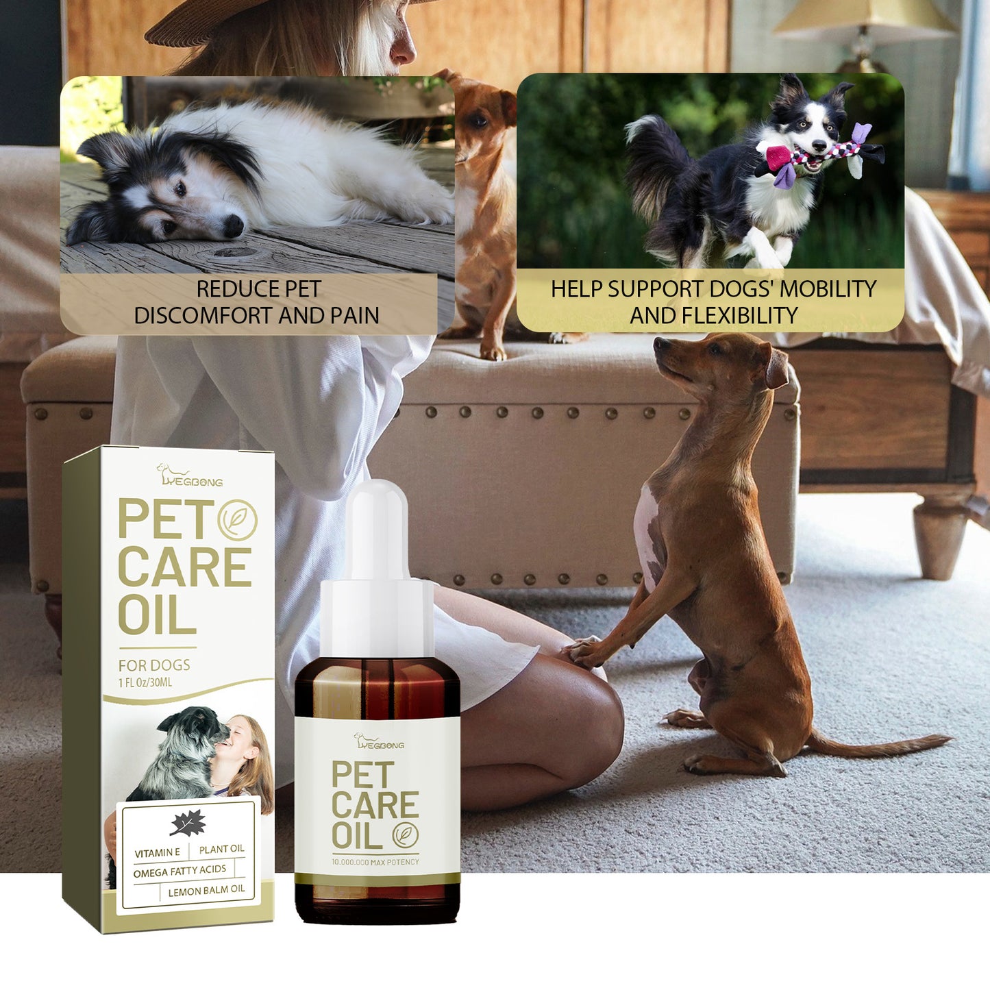 Dog Joint & Muscle Relief Oil with Lemon Balm & Omega Fatty Acids - Support Mobility