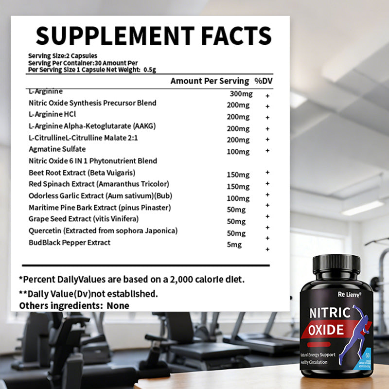 Nitric Oxide Supplement - L-Arginine & L-Citrulline Complex, 60 Capsules