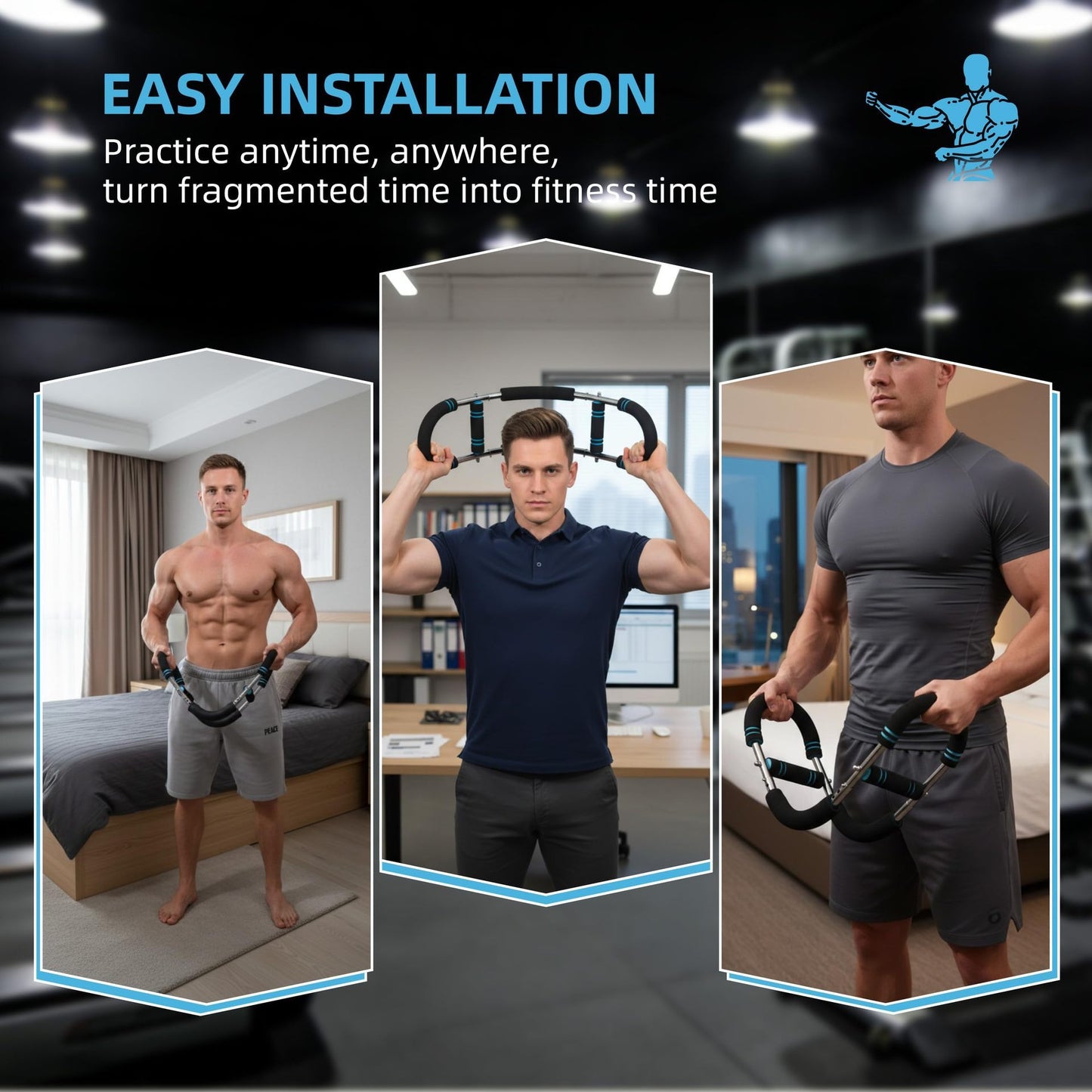 Three-Hole Arm Training Resistance Bar for Home Workouts