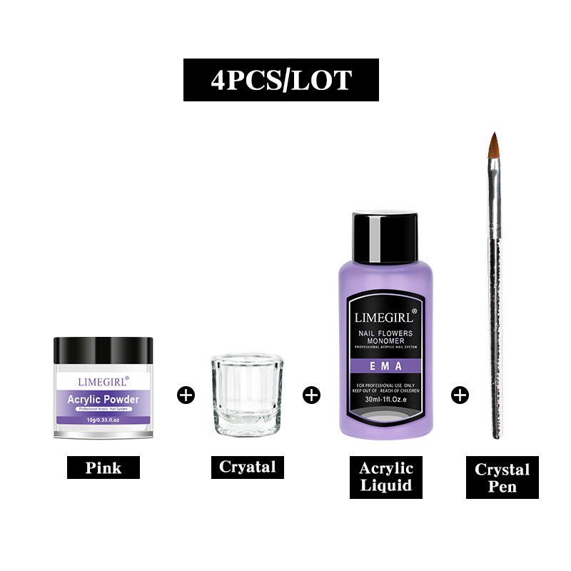 Nail Extension Crystal Powder & Acrylic Liquid Kit