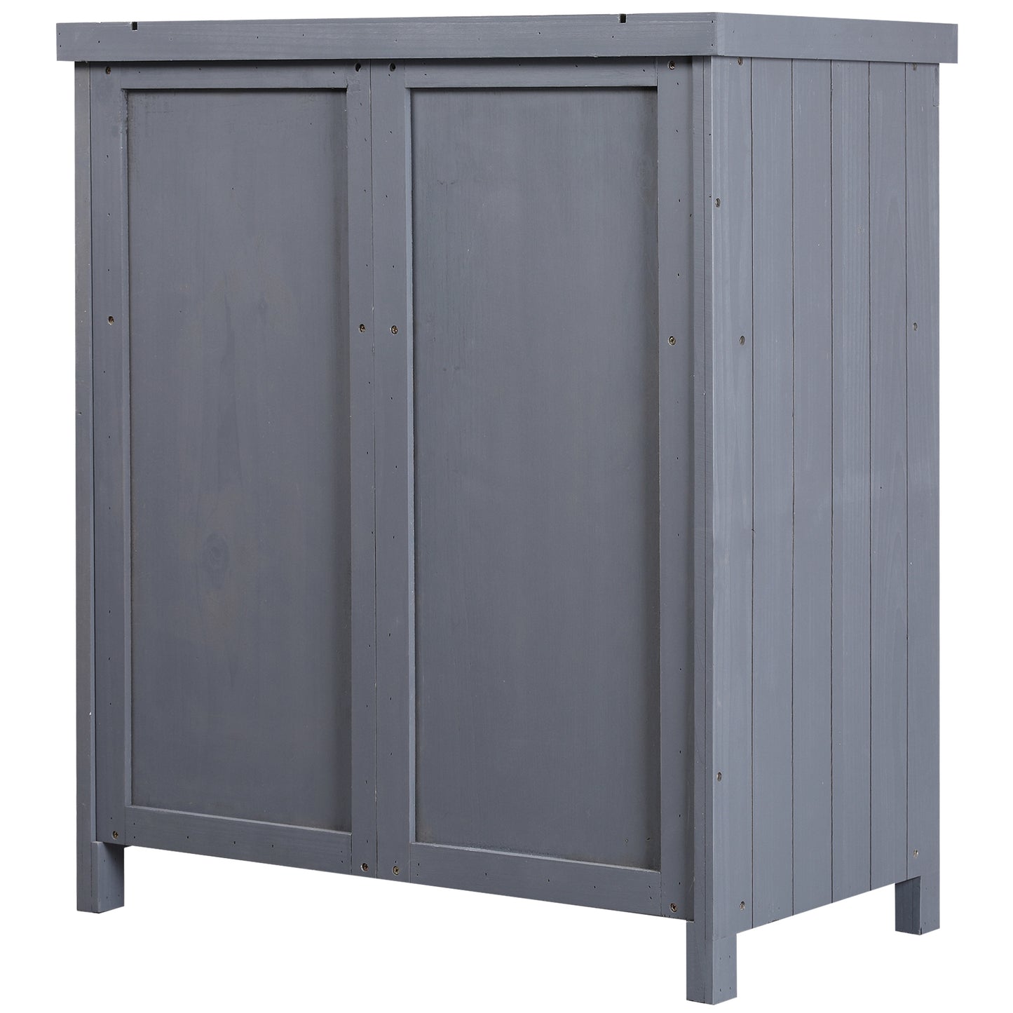 Outdoor Storage Cabinet with Galvanized Steel Top and Shelves - Gray Garden Tool Shed 970x510x260 mm