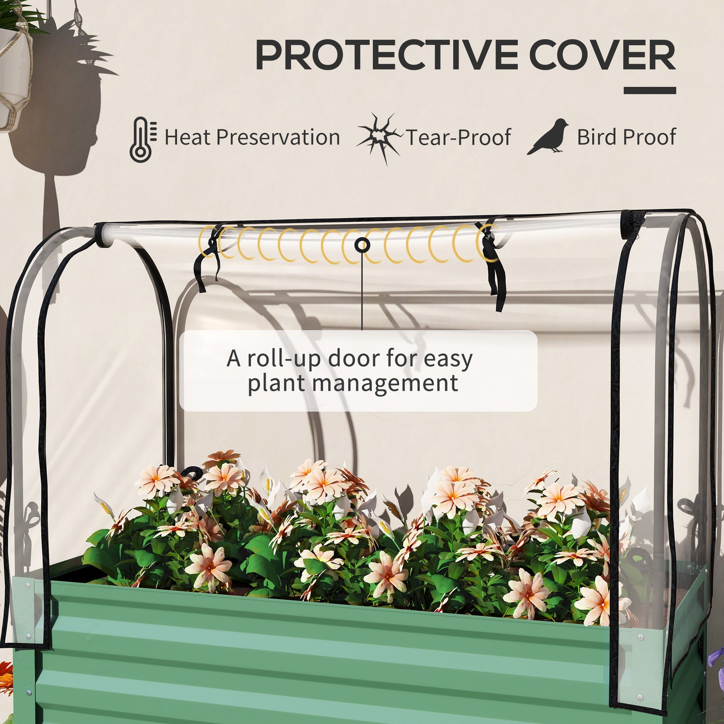 Raised Garden Bed with Legs and Cover - Metal Elevated Planter Box with Shelf for Vegetables