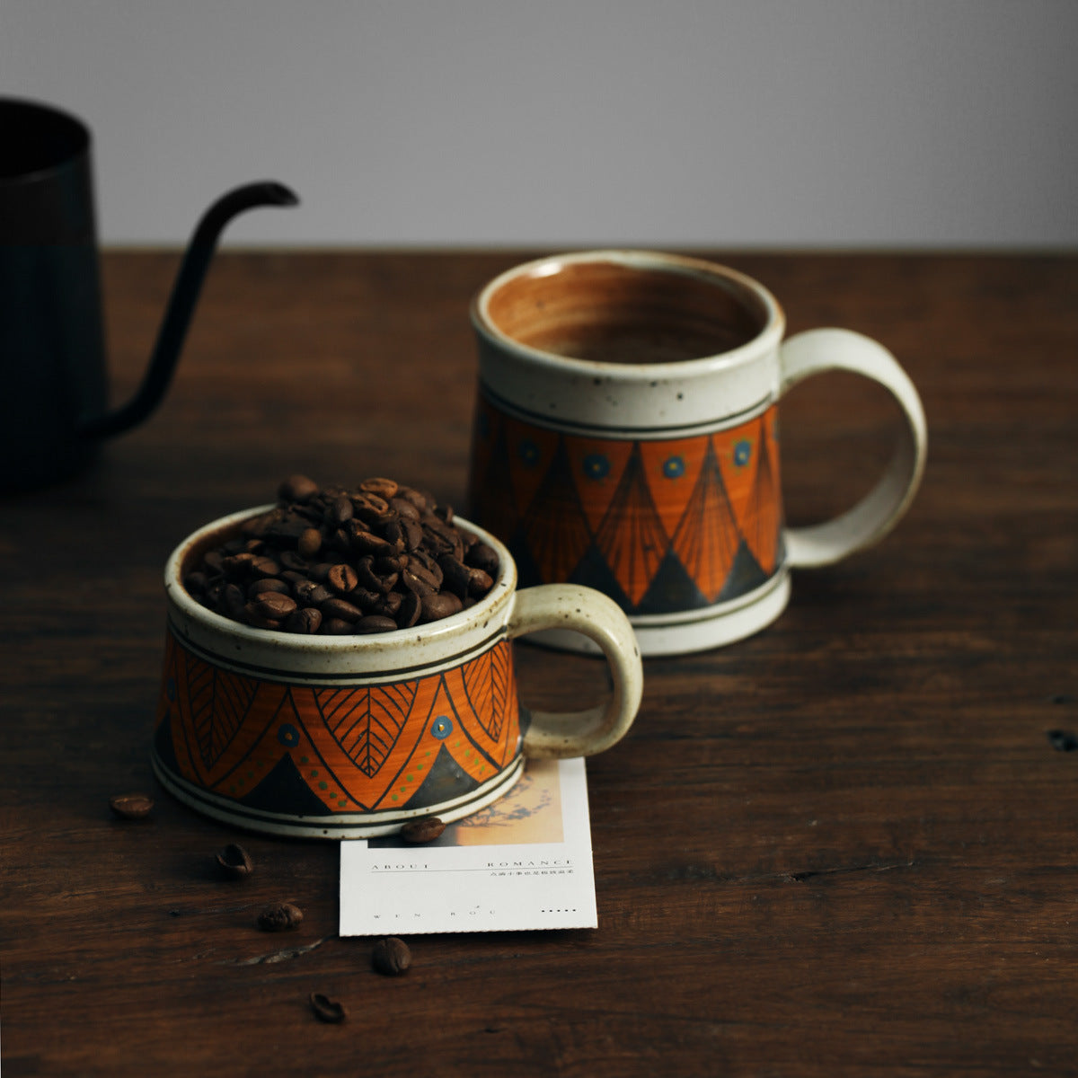 Personalized Hand-Painted Ceramic Coffee Mug with Plant Design