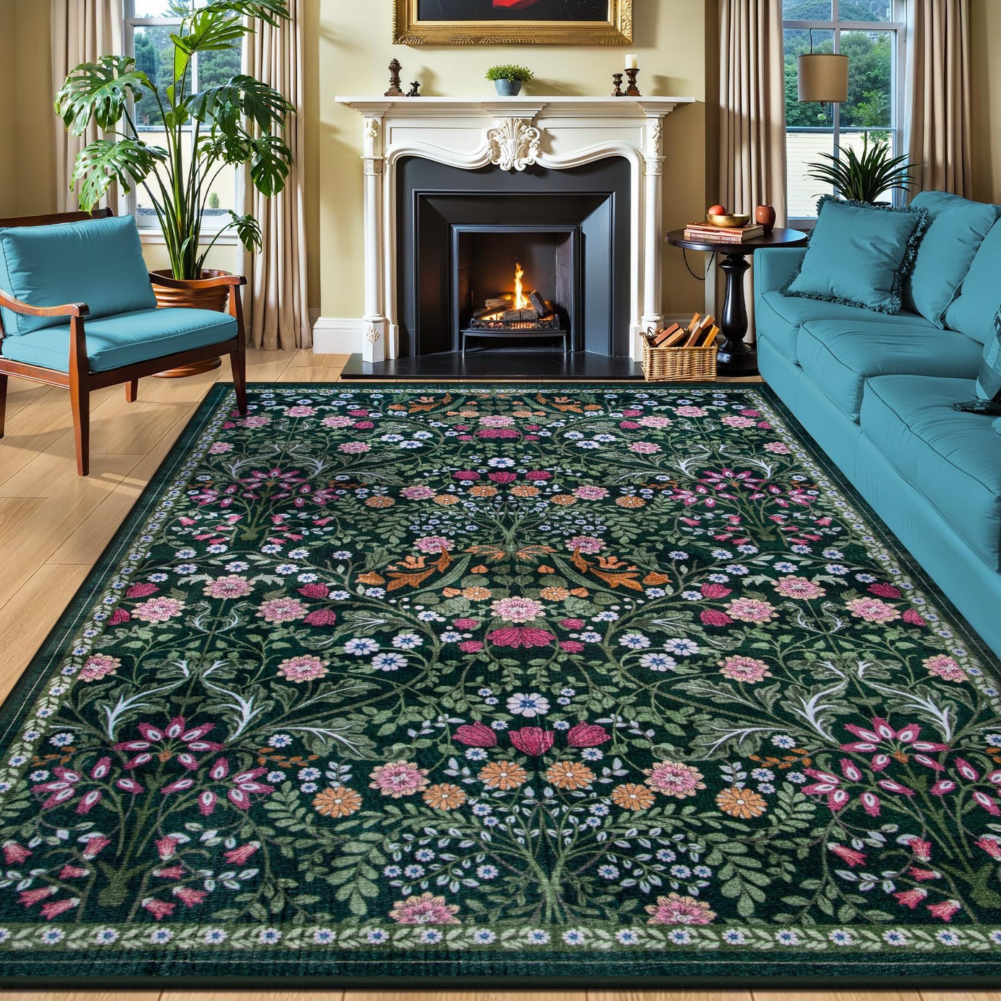 Vintage American-Style Rug for Living Room Non-Slip & Stain-Resistant Floor Mat