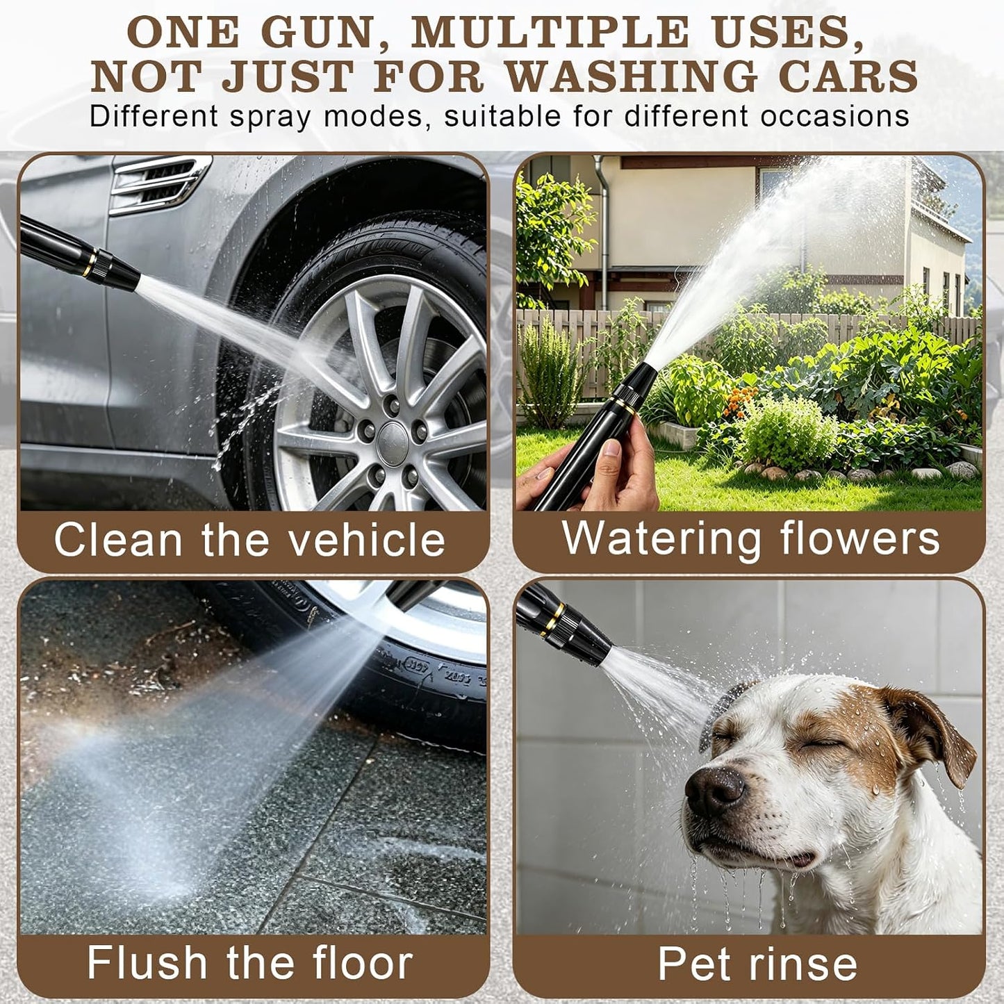 Heavy Duty Metal Garden Water Gun Set — Adjustable High Pressure Nozzle for Car Washing & Outdoor Cleaning