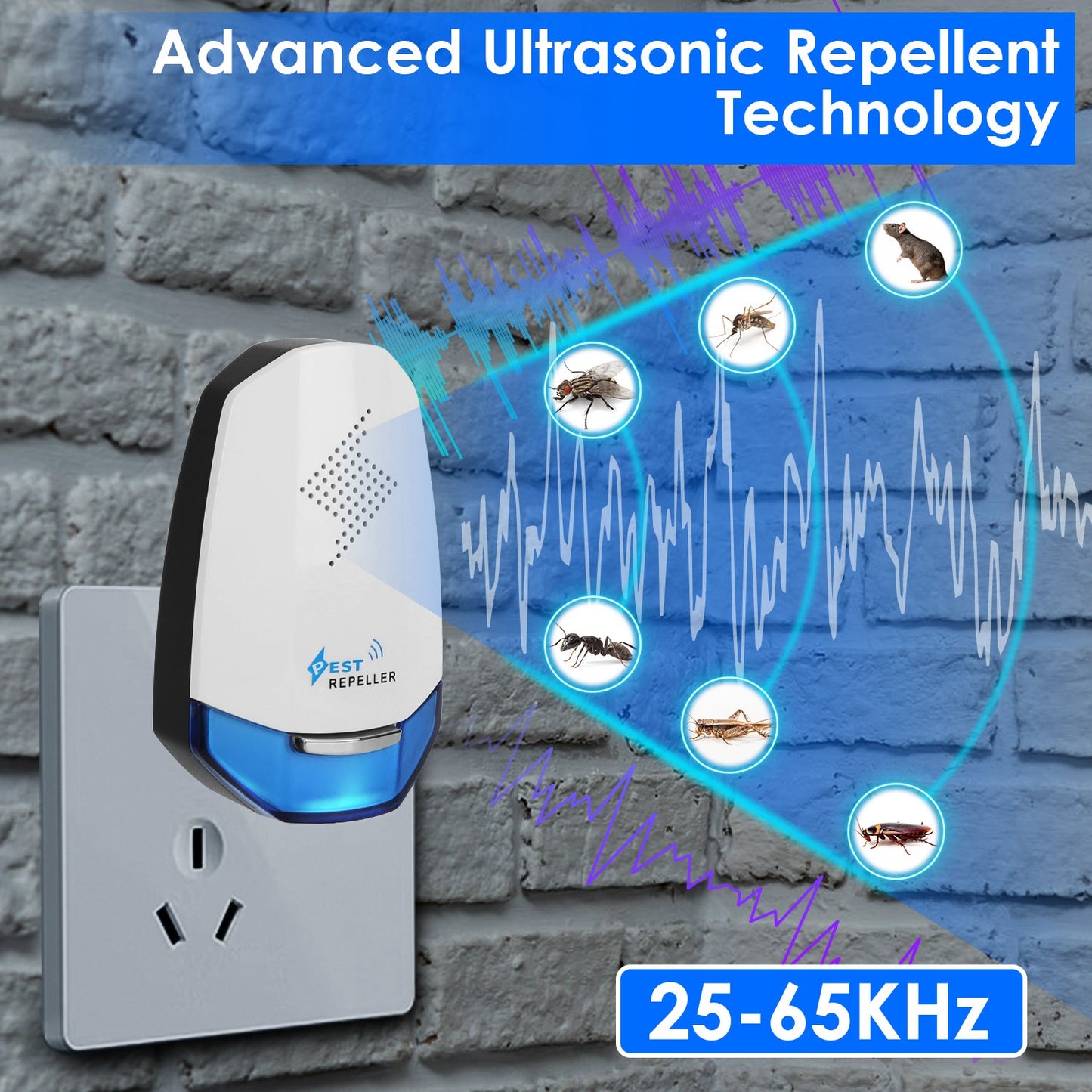 Ultrasonic Pest Repeller with Night Light - 2 Pack