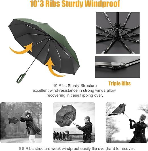 Automatic Foldable Travel Umbrella - Lightweight, Windproof