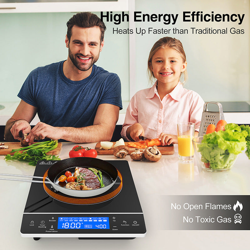 Portable Induction Cooker 2000W Black 110V-220V Multi-Function Kitchen Appliance