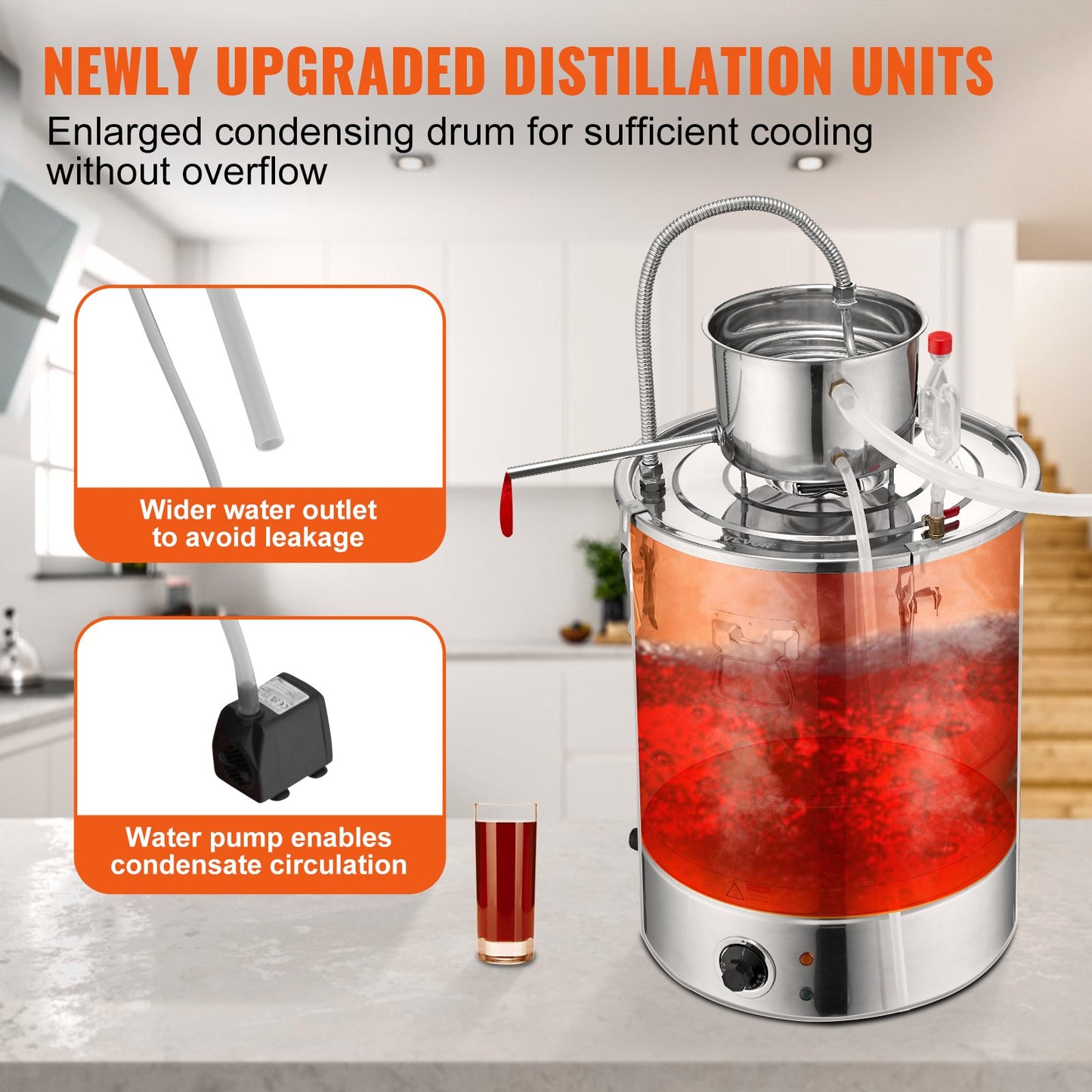 9 Gal Water Alcohol Distiller Kit - Home DIY Whisky Wine Brandy Equipment