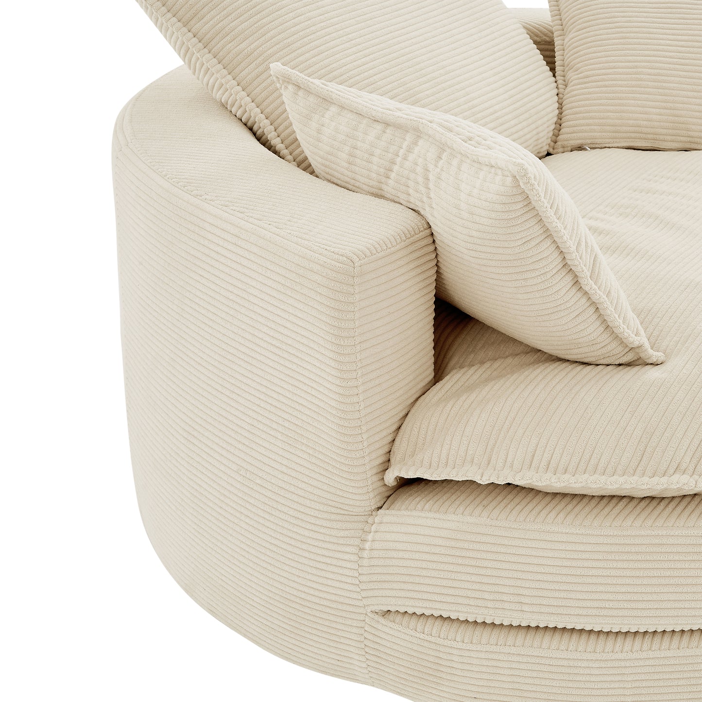 Oversized 360° Swivel Accent Chair with Dual-Layer Cushion - Beige