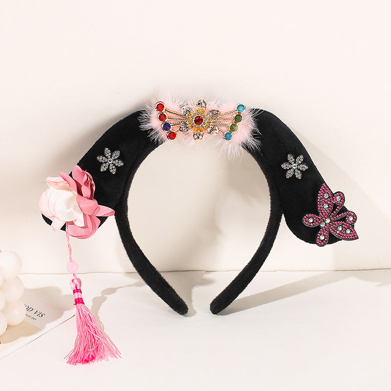 Vintage Princess Tassel Headband with Pearls & Rhinestones