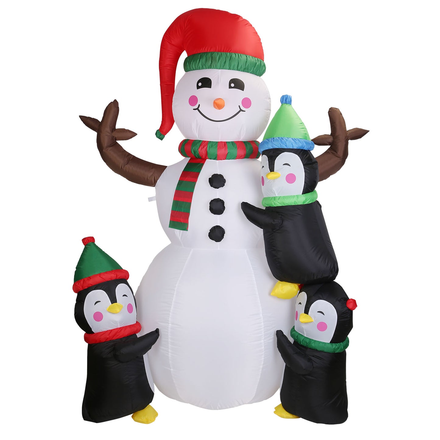 5.9FT Inflatable Christmas Snowman & Penguin Yard Decoration with LED Lights