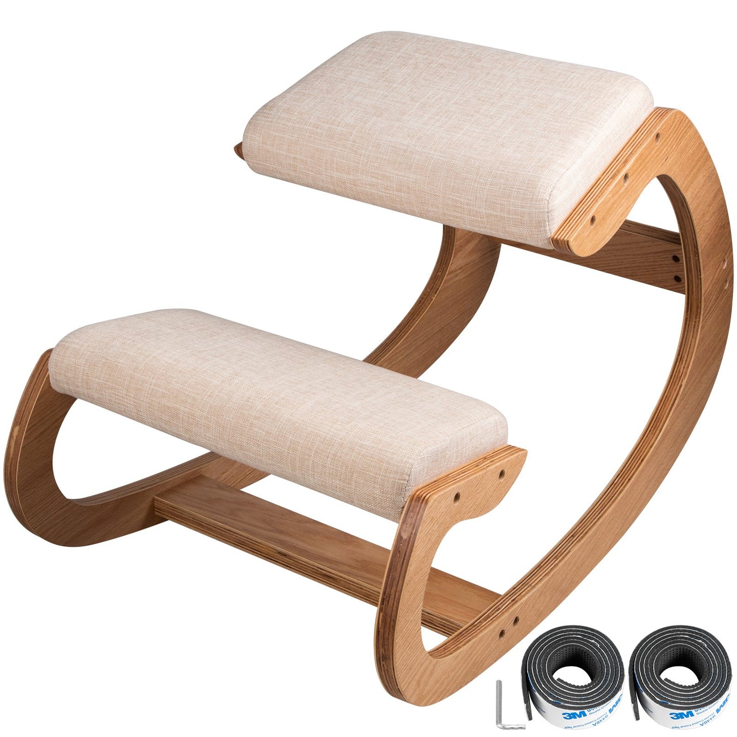 Ergonomic Kneeling Chair for Better Posture - Natural Wood