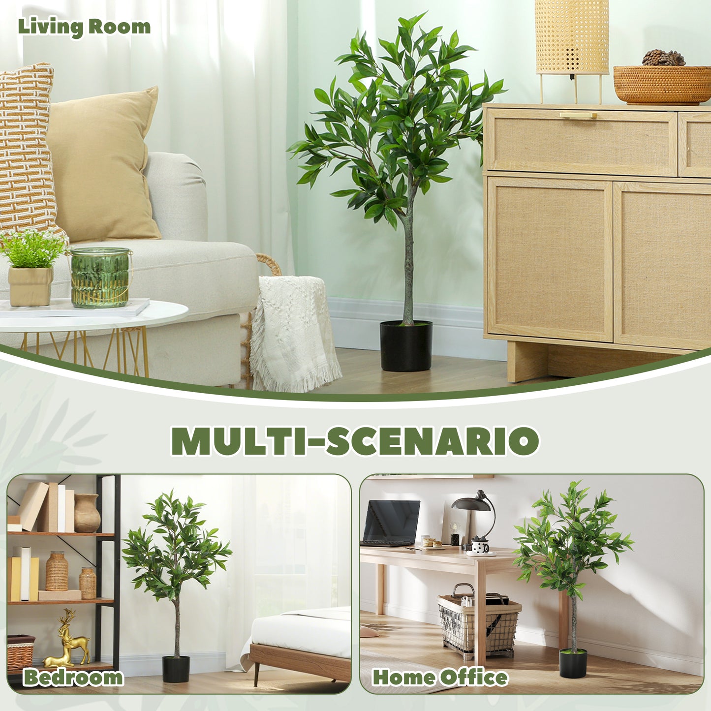 Lifelike Laurel Artificial Tree with 345 Leaves - Green