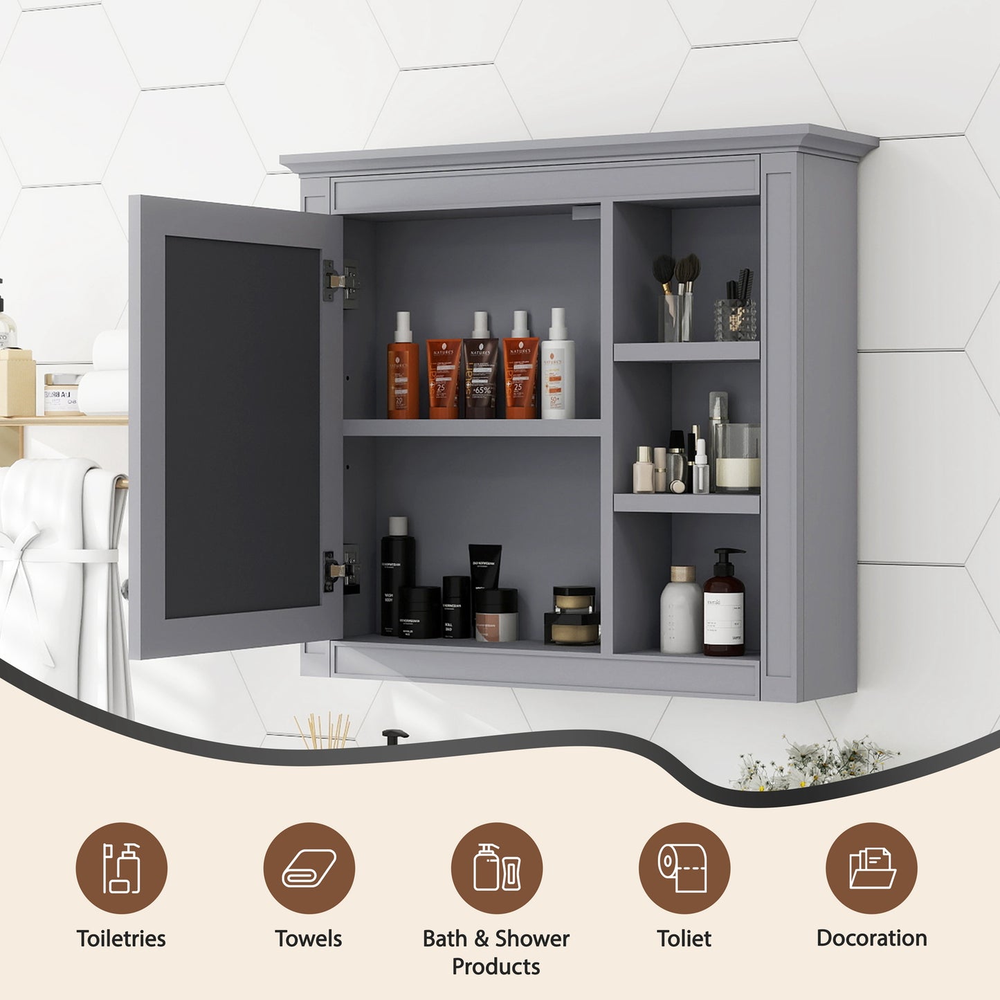 30 X 28 Medicine Cabinet, Wall Mounted Bathroom Storage Modern