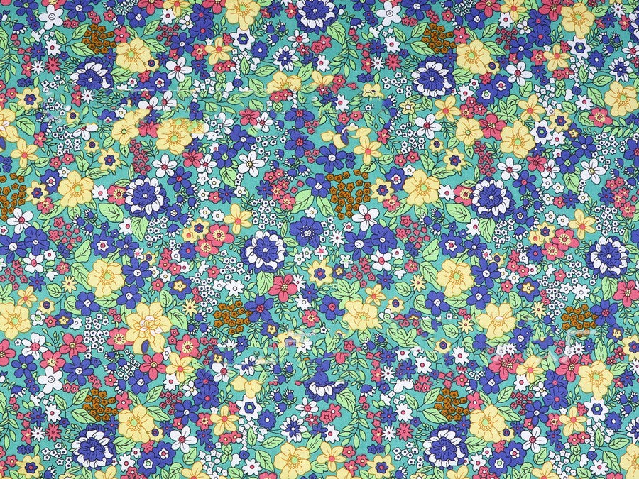 Small Floral Cotton Fabric - Water Printed Twill Material for Sewing, Bedding & Crafts