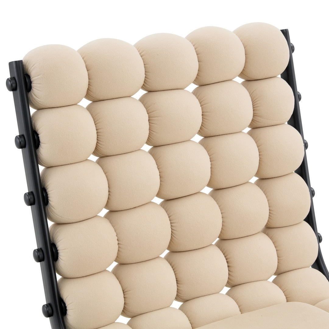 Set of 2 Beige Velvet Dining Chairs with Black Legs